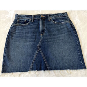 Silver Jeans Co. Women's Frisco Mini Denim Skirt Size 8 Raw Hem Pockets Western